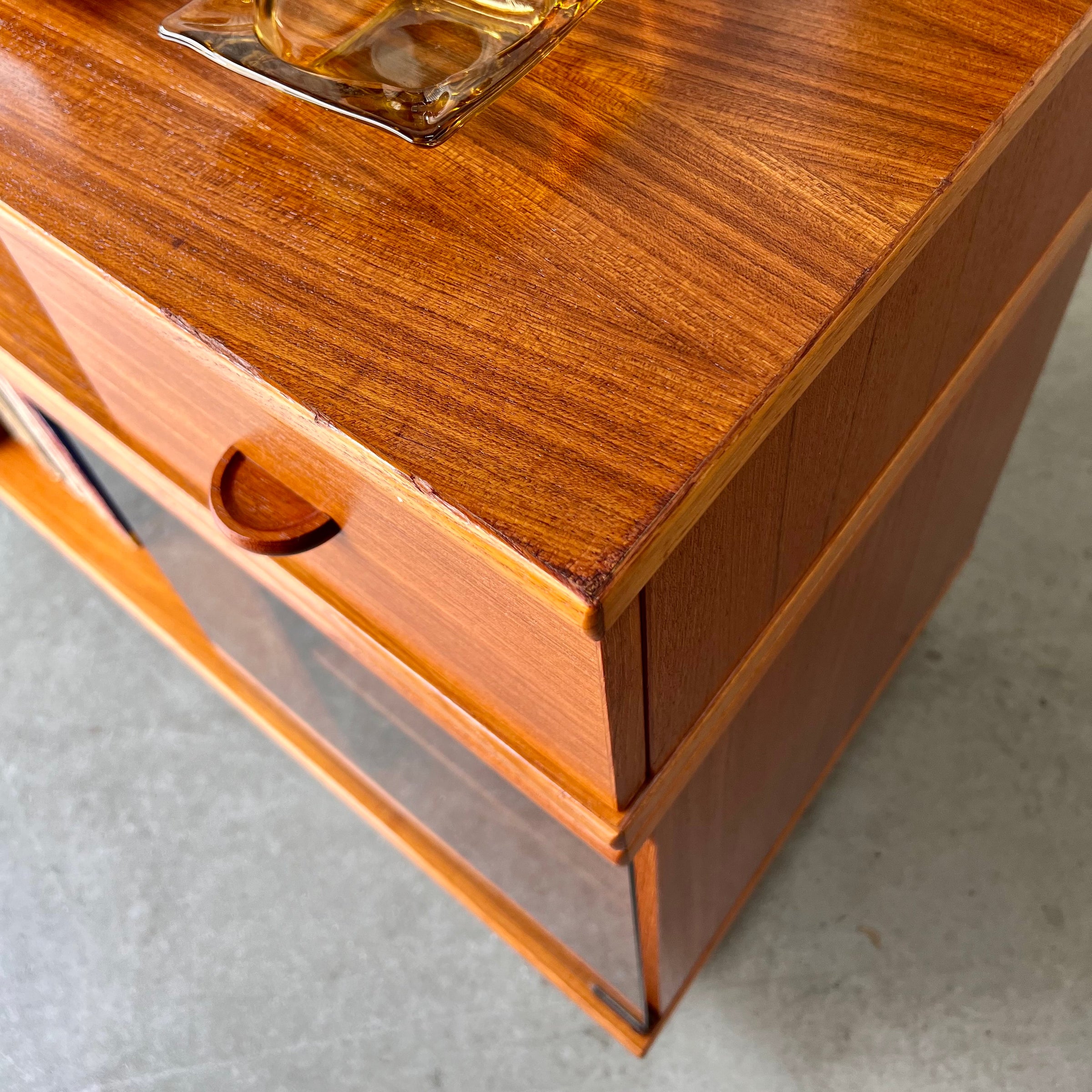 Vintage 1970's Rolling Danish Modern Media Cabinet in Teak by FBJ