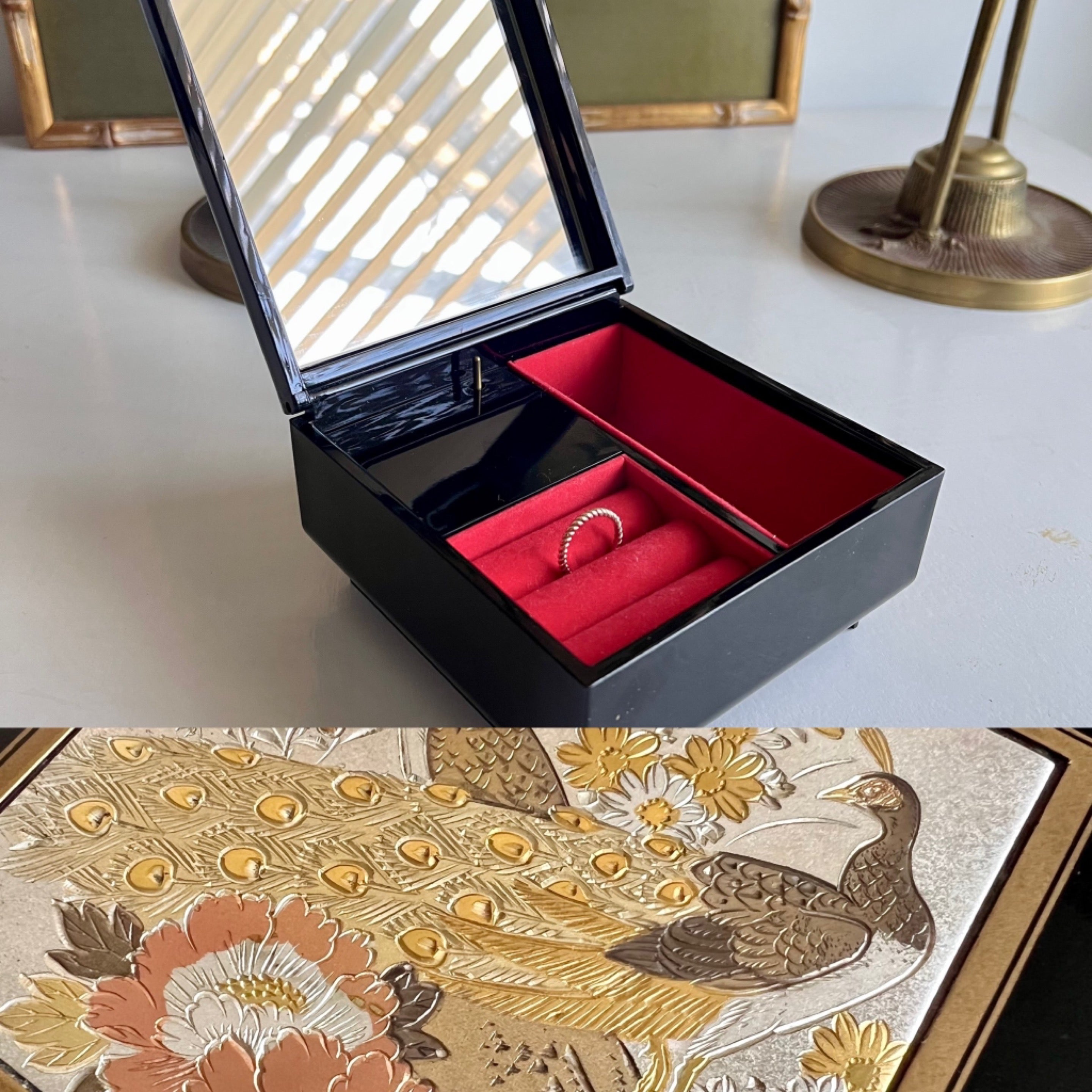 Vintage Peacock Japanese Chokin Music Jewelry Box | The Eclectic Den