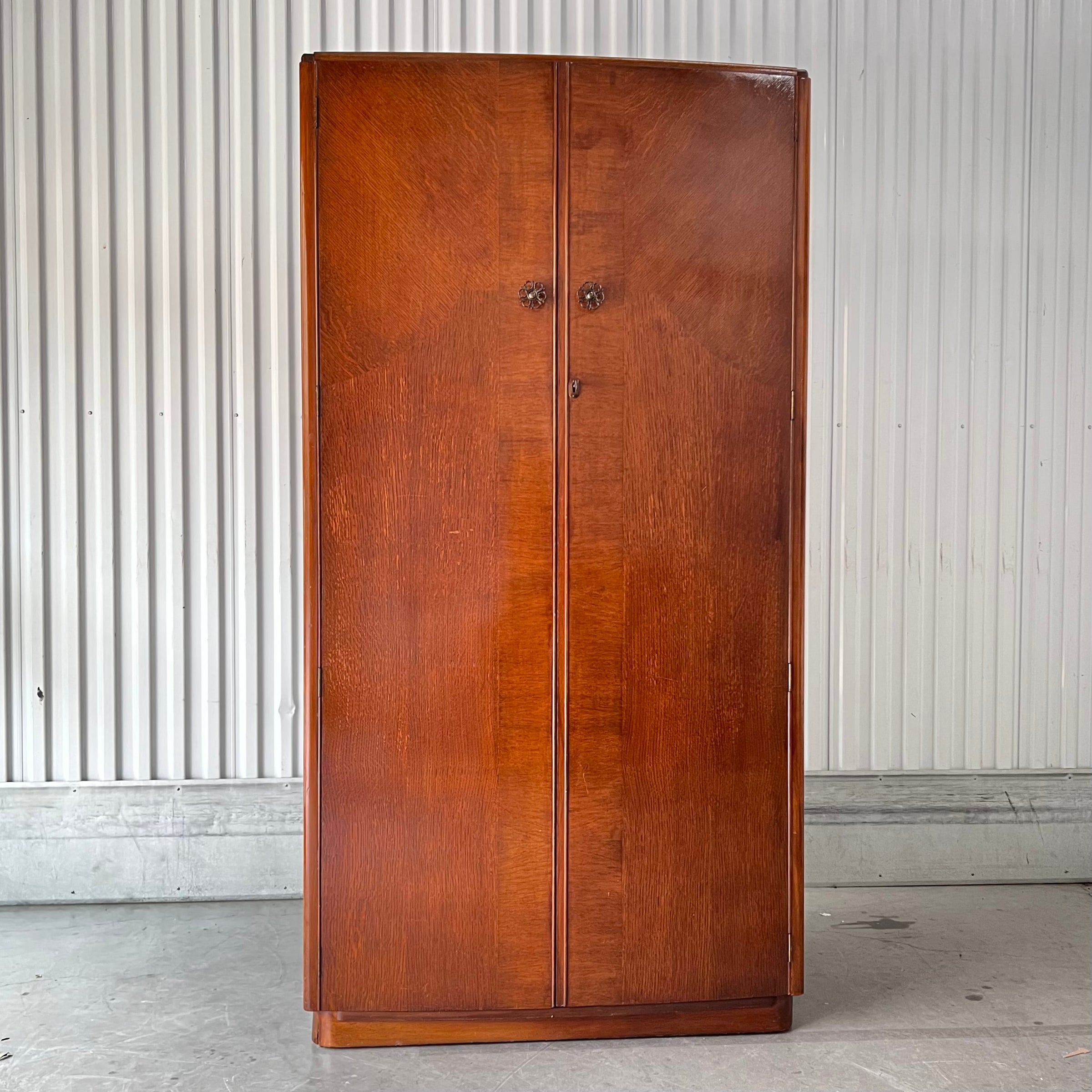 Vintage English Art Deco Wardrobe w/ Key by Austinsuite