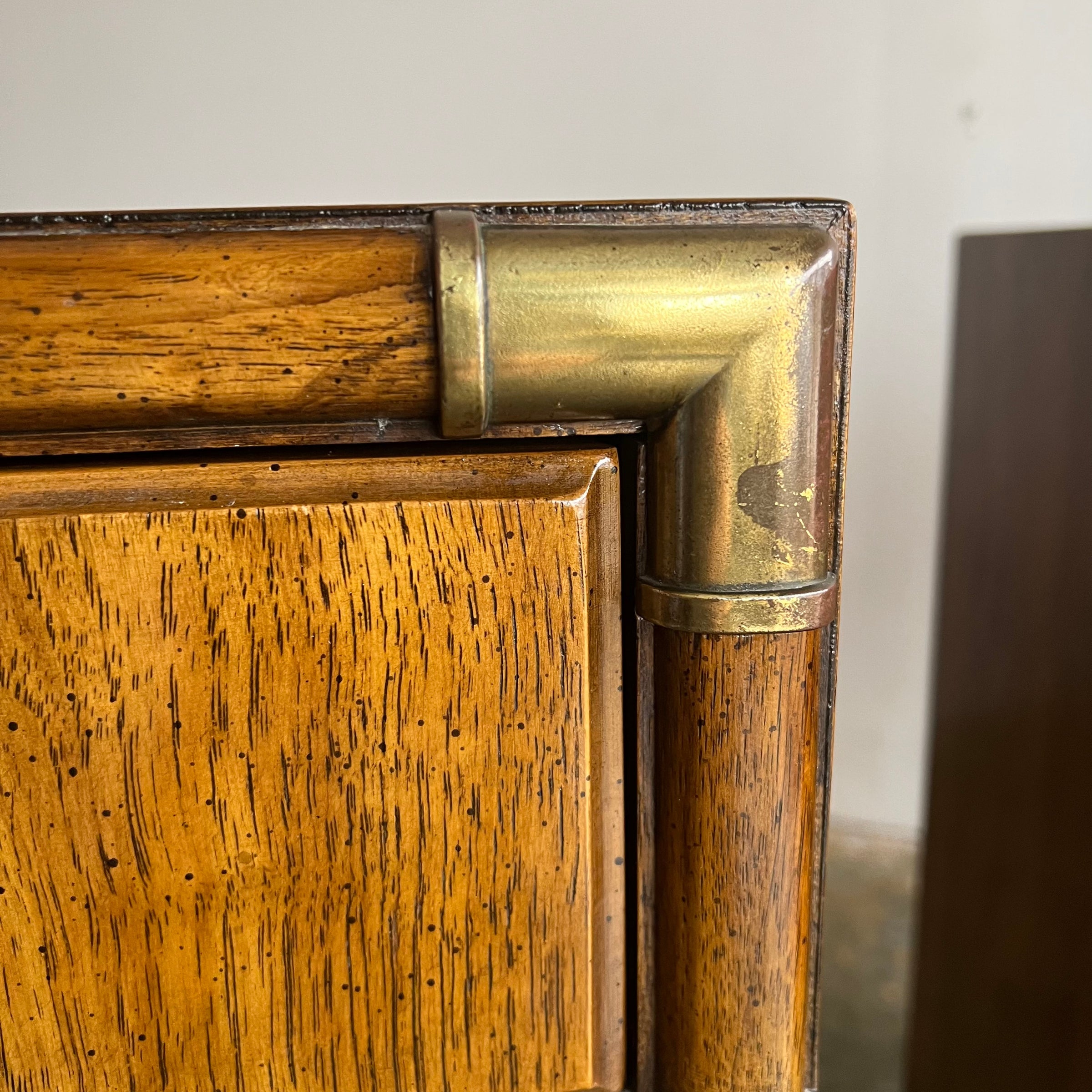 Pair of Vintage Drexel 'Accolade' Campaign Style Bed Side Tables