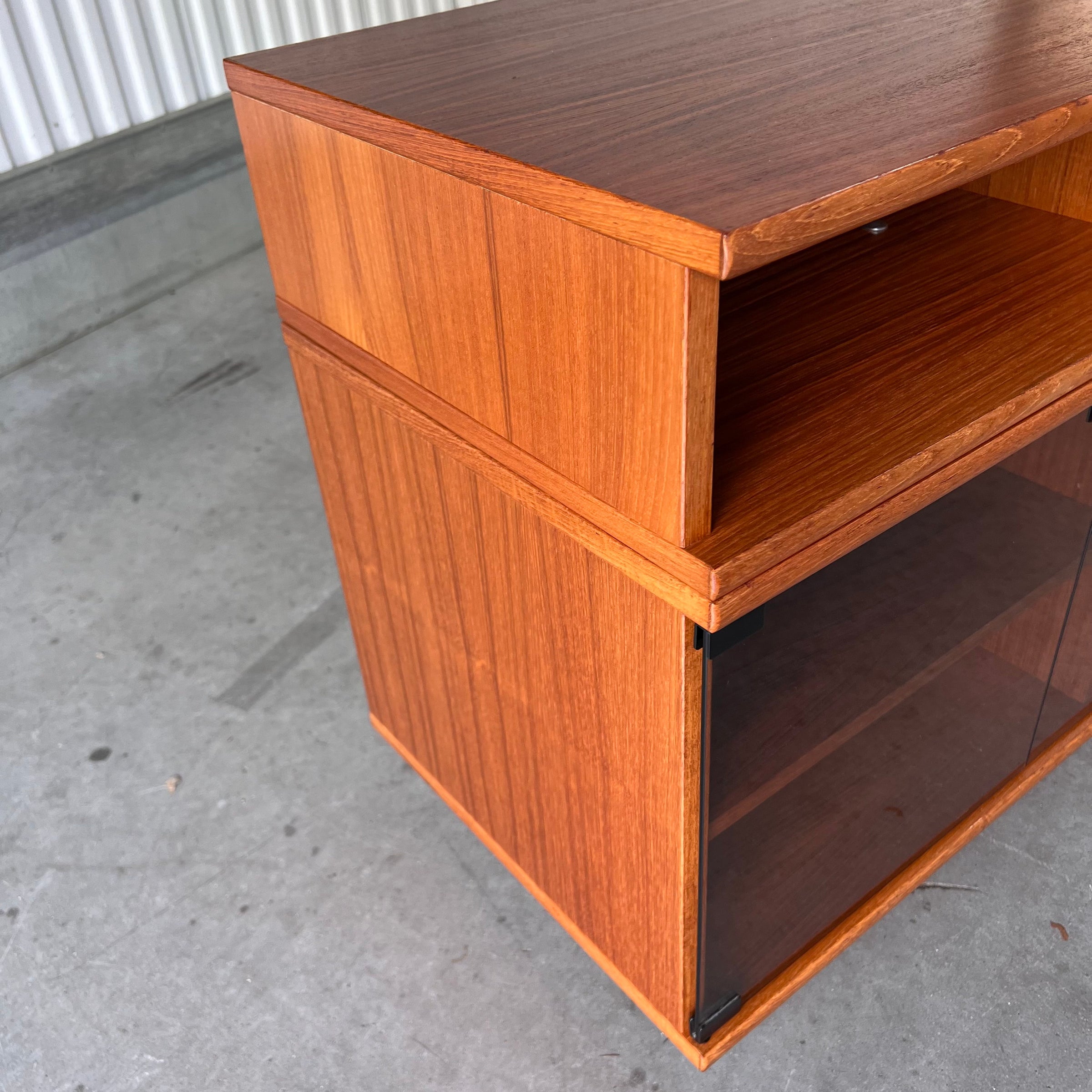 Vintage 1970's Rolling Danish Modern Media Cabinet in Teak by FBJ