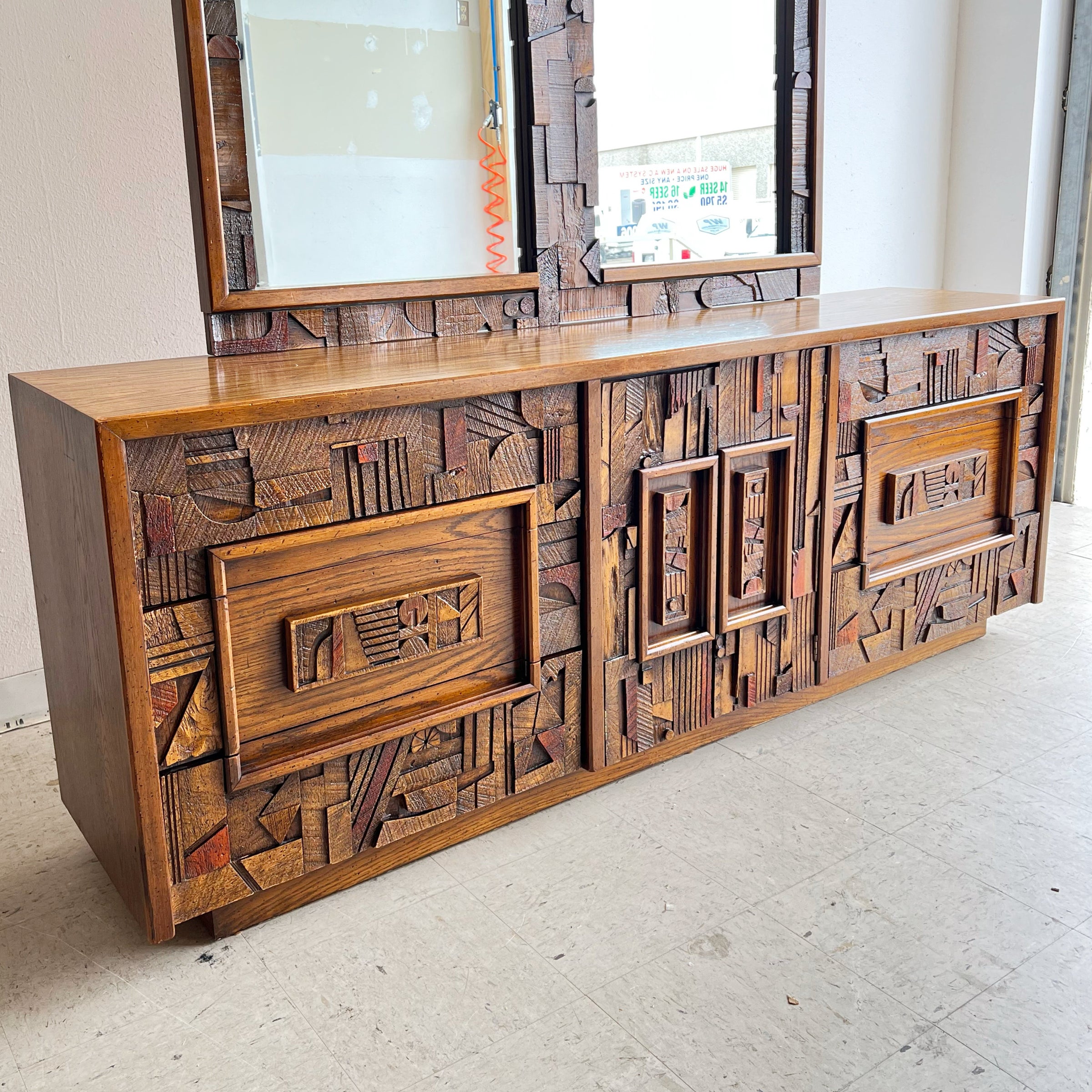 Lane Pueblo Brutalist Dresser + Mirror. | The Eclectic Den Lane Pueblo Brutalist Dresser + Mirror. | The Eclectic Den