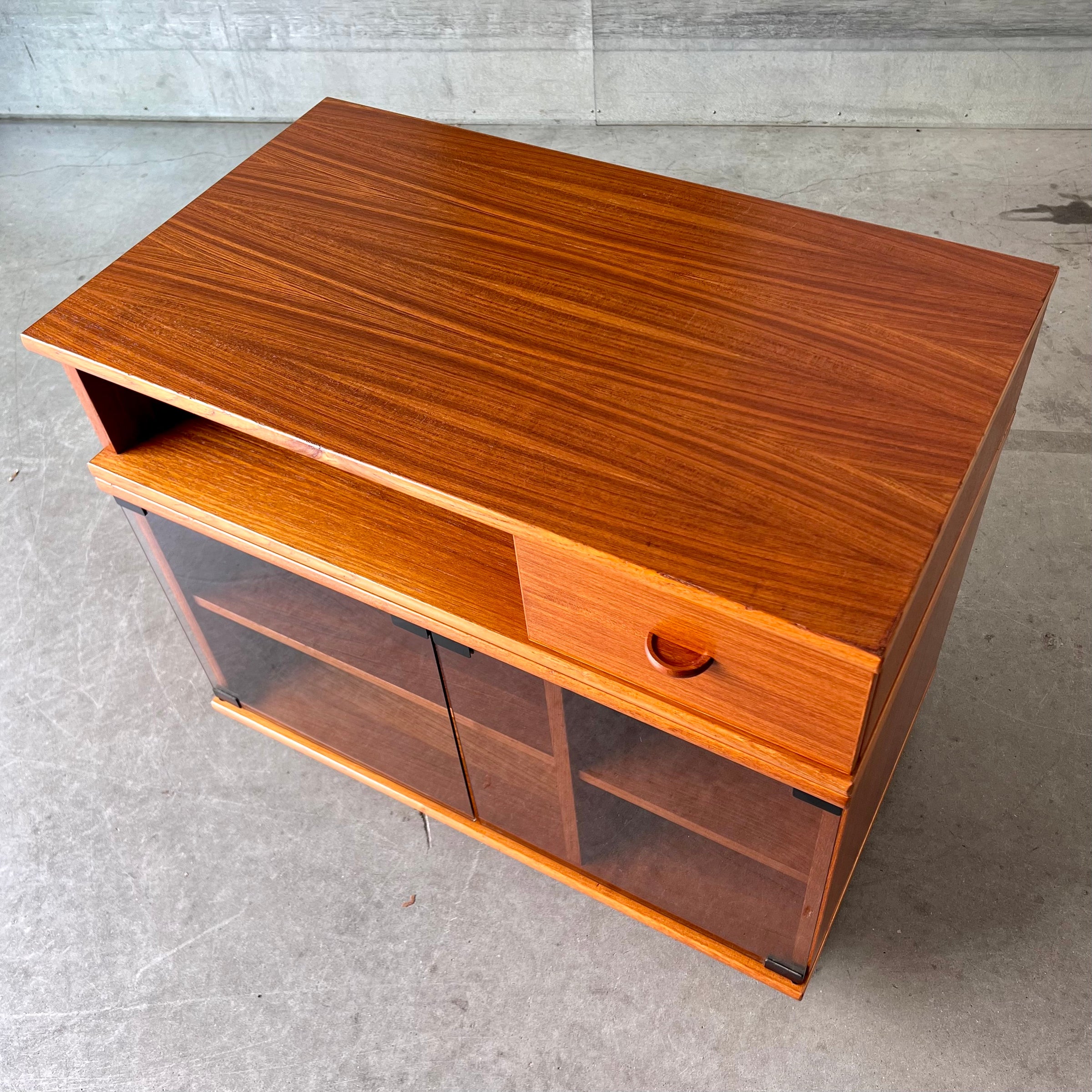 Vintage 1970's Rolling Danish Modern Media Cabinet in Teak by FBJ